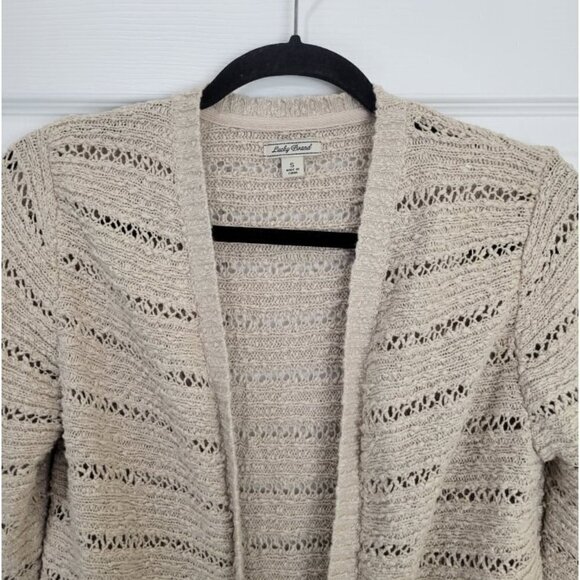 LUCKY BRAND Women's Ivory Open Knit Crochet Open Front Cardigan S - Picture 2 of 10